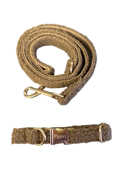 Pip set - Halsband en leiband Bruin teddy