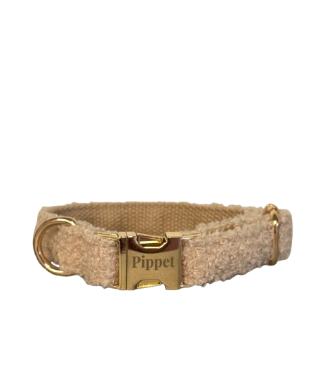 Pip set - Halsband & leiband beige teddy