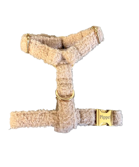 Pip set - Harnas & leiband Beige teddy