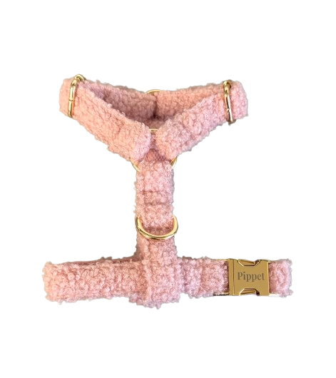 Pip set – Harnas & leiband Roze teddy